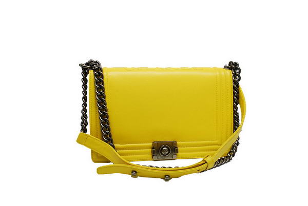 7A Fashion Chanel A30159 Lemon Leather Le Boy Flap Shoulder Bag Silver Hardware Online